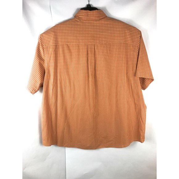 Van Heusen Men's 3XL Short Sleeve Button Up Brown Check Cotton Blend Shirt A23 - Picture 4 of 4